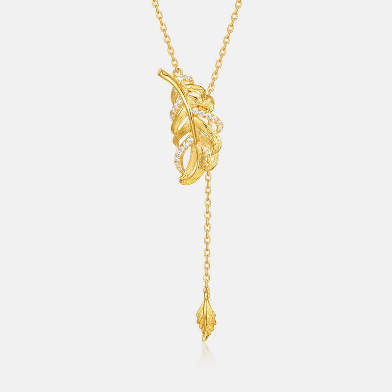 S925 Sterling Silver Personalized Leaf Clavicle Zircon Inlaid Necklace