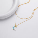 S925 Sterling Silver Moon Double Layer Necklace