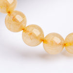 Natural Golden Rutilated Quartz Round Bead Bracelet