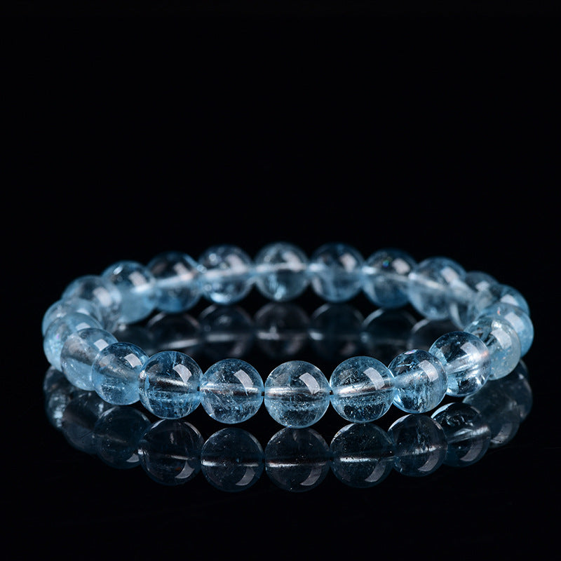 Natural Ice-Grade Blue Topaz Round Bead Bracelet