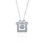 S925 Sterling Silver Moissanite Bow Gift Box Pendant Necklace