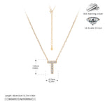 S925 Sterling Silver Simple Zircon Necklace with English Letters