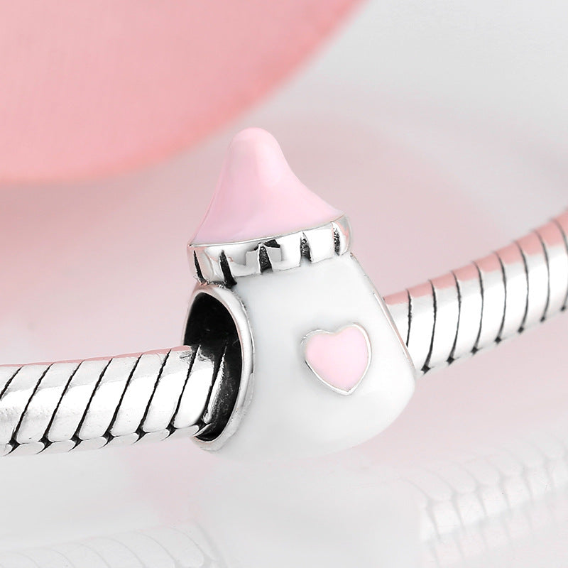 S925 Sterling Silver Baby Bottle Bead Pendant