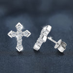 S925 Sterling Silver & Moissanite Cross Stud Earrings