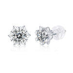 S925 Sterling Silver Snowflake Stud Earrings with Moissanite