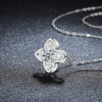 S925 Sterling Silver Moissanite Clover Pendant Clavicle Chain Necklace