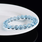Natural Ice-Grade Blue Topaz Round Bead Bracelet