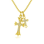 S925 Sterling Silver Moissanite Double Cross Necklace