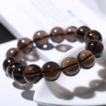 Natural Smoky Quartz Single-Strand Solid-Color Bracelet