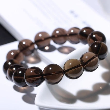 Natural Smoky Quartz Single-Strand Solid-Color Bracelet