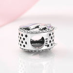 S925 Sterling Silver Unicorn Bead Pendant with Zircon Trim
