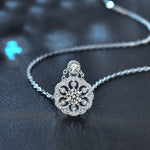 S925 Sterling Silver Moissanite Cherry Blossom Pendant Necklace