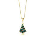 925 Sterling Silver Colorful Zircon Christmas Tree Necklace and Earring Set