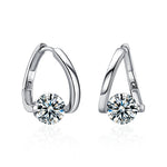 Simple lines 925 sterling silver stud earrings with moissanite