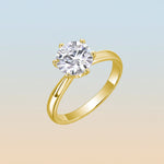 S925 Silver Gold-Plated Six-Prong Moissanite Ring