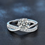 S925 Sterling Silver “Sea & Mountain Vow” Moissanite Ring