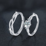 925 Sterling Silver Spiral Moissanite Couple Ring