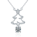 S925 Sterling Silver Moissanite Christmas Tree Pendant Necklace