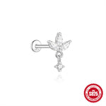 S925 Sterling Silver Moissanite Four-Petal Flower Stud Earring(Single unit)