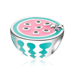 S925 Sterling Silver Watermelon Slice Colorful Enamel Bead Pendant