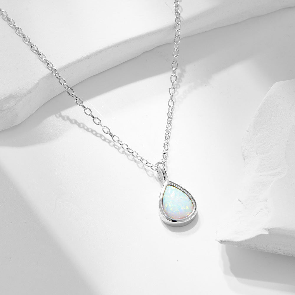 S925 Sterling Silver Geometric Pear-Shaped Necklace