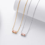 Rectangular colored zircon s925 sterling silver December birthstone collar necklace