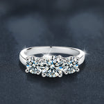 S925 Sterling Silver Classic Three Stone Moissanite Ring