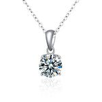 S925 Sterling Silver Moissanite Classic Four-Claw Pendant Necklace