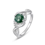 S925 Sterling Silver Wavy Green Moss Ring