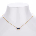 Rectangular colored zircon s925 sterling silver December birthstone collar necklace