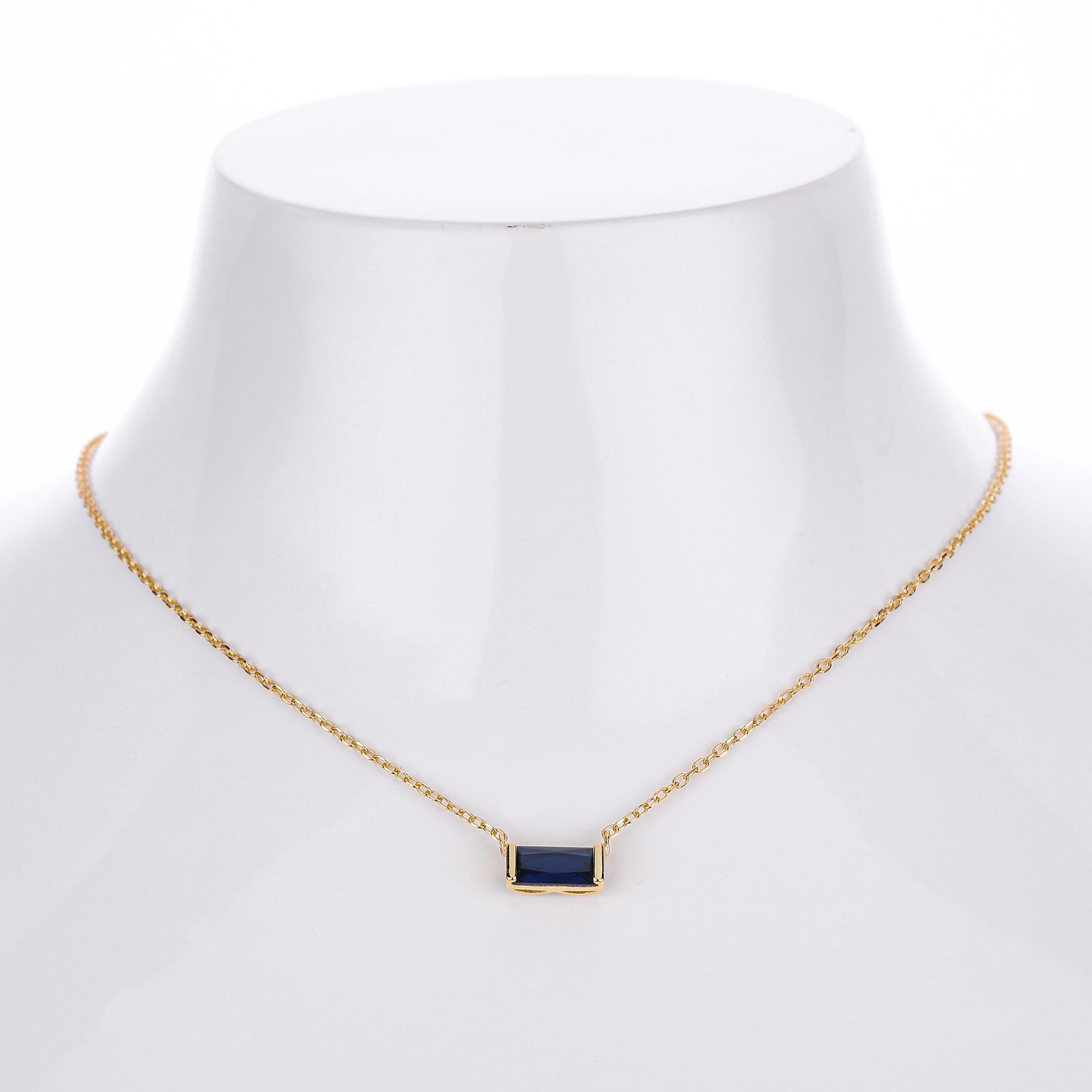 Rectangular colored zircon s925 sterling silver December birthstone collar necklace