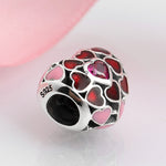 S925 Sterling Silver Ruby Heart Bead Pendant