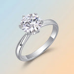 S925 Sterling Silver Six-Prong Moissanite Solid Band Ring