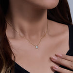 S925 Sterling Silver Classic round Micro Zircon-Inlaid Pendant Necklace