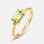 S925 Sterling Silver Gold-Plated Ring Set with Natural Peridot