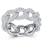 S925 Silver Cuban Chain Moissanite Ring