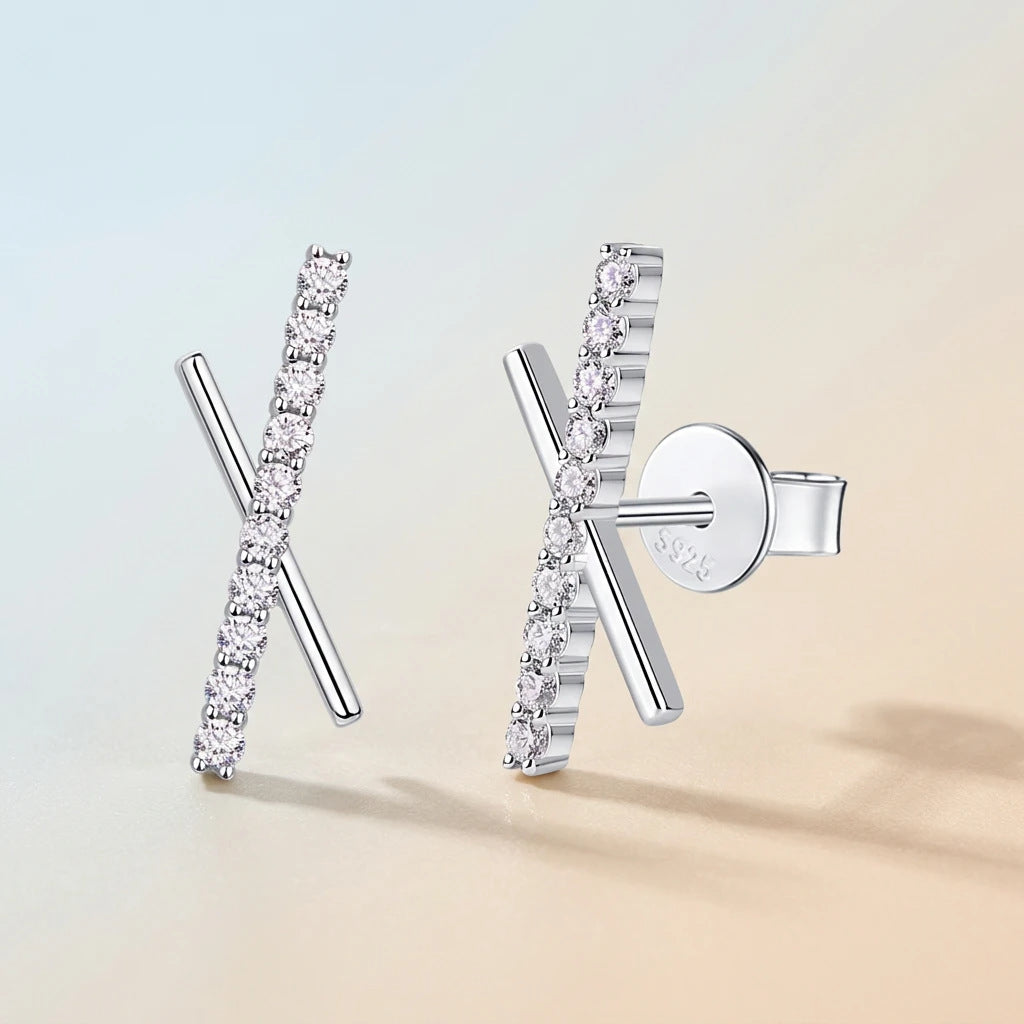 S925 Silver "Skyline Meteor" Moissanite Earrings