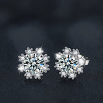 S925 Sterling Silver Romantic Snowflake Moissanite Earrings for Christmas