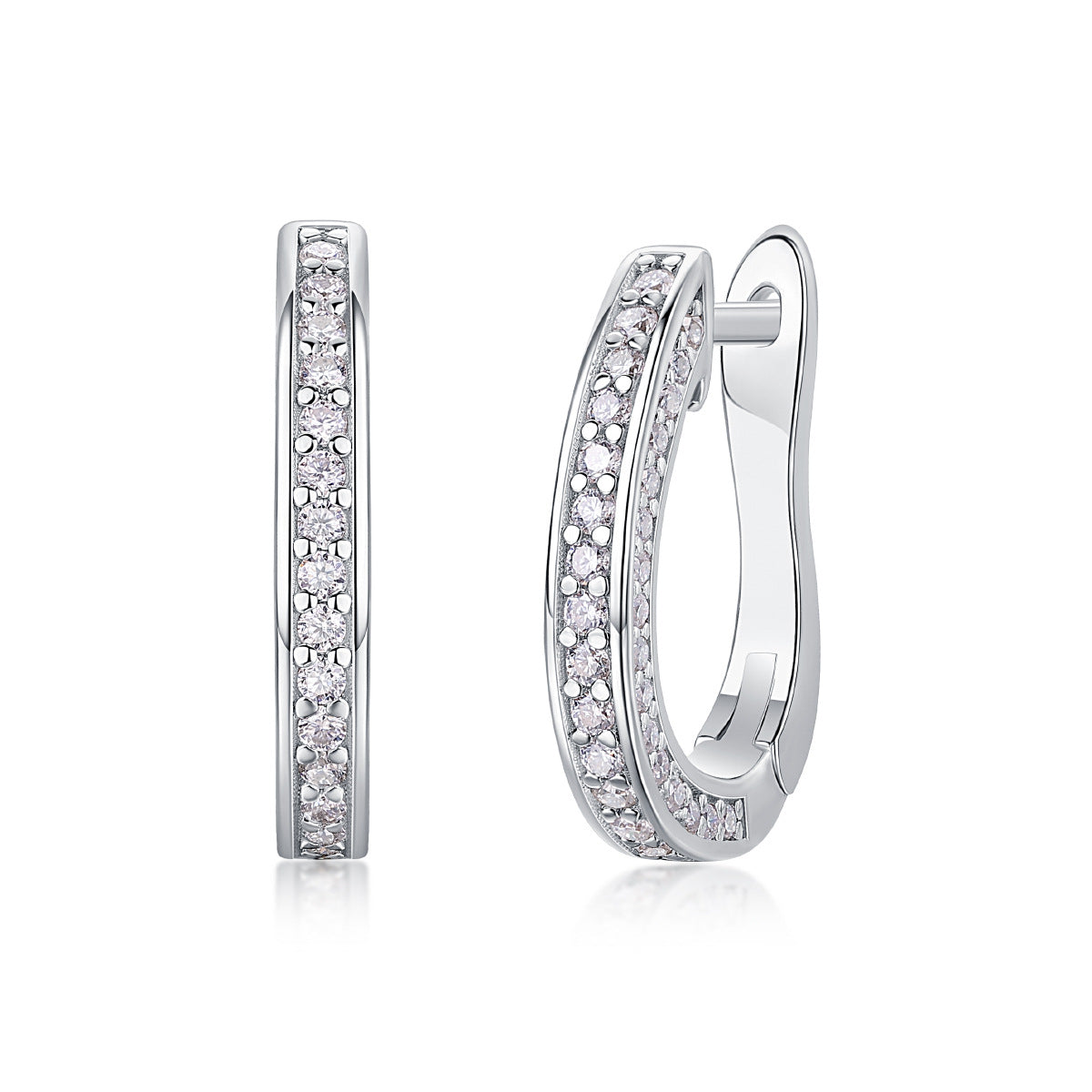 S925 Sterling Silver U-Shaped Moissanite Earrings