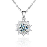 S925 Sterling Silver Moissanite SUNFLOWER Pendant Necklace