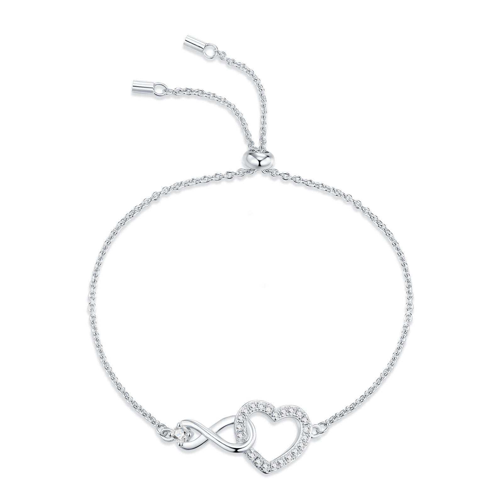 S925 Silver Heart-Shaped Moissanite Bracelet