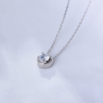 S925 Sterling Silver Hollow Single Diamond Zircon Necklace