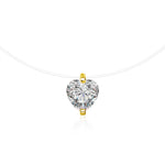 S925 Sterling Silver Moissanite Heart-Shaped Fish Line Necklace