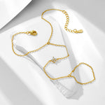 S925 Sterling Silver Four Leaf Clover Zircon Pendant Finger Chain Bracelet