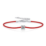 S925 Silver Moissanite Red Cord Bracelet