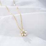 S925 Sterling Silver Zircon Inlaid Little Flower Pendant Necklace