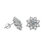 S925 Sterling Silver Moissanite Sunflower Earrings