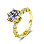 S925 Sterling Silver Bamboo Six-Claw Ring Moissanite Ring