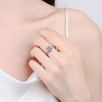 S925 Sterling Silver Heart Moissanite Diamond Accent Surround Ring