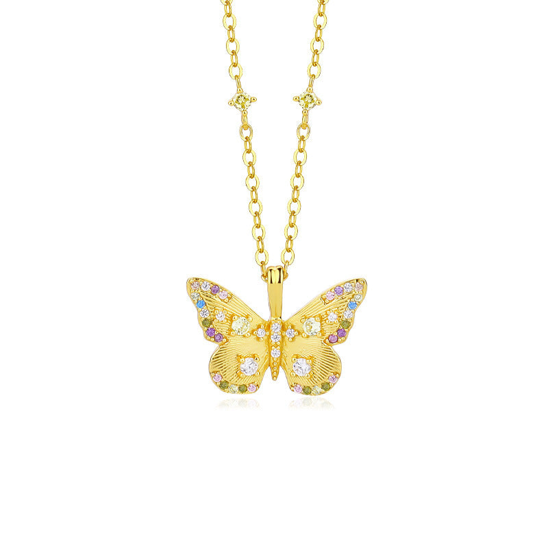 S925 Sterling Silver Necklace with Colorful Zirconia